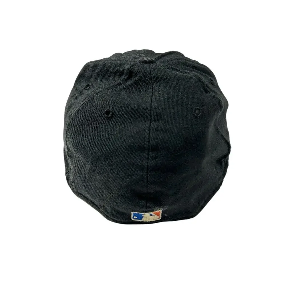 Cleveland Indians Wahoo Black New Era Fitted 59Fifty Hat 7 3/8 Wool Made In USA